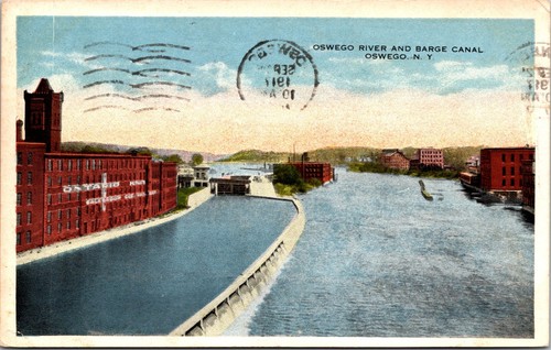 Oswego river and barge canal - barge,