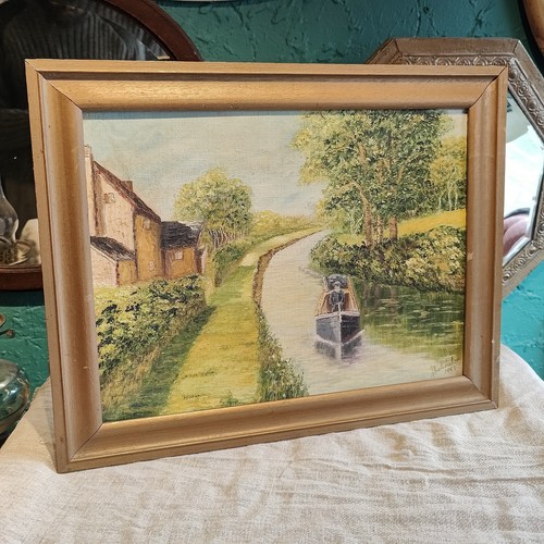 Original oil painting canal - original,