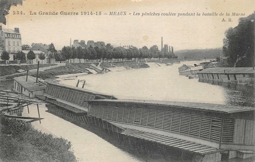 Cpa meaux the barges sunk - meaux,
