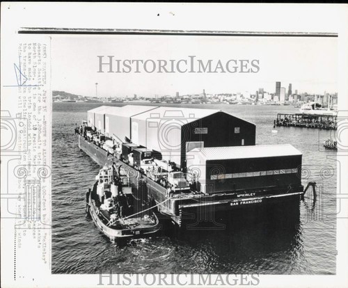 1974 press photo barge - barge, hauls
