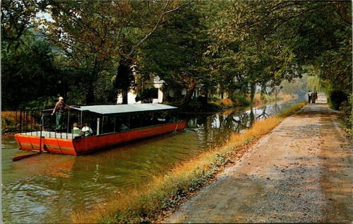 Postcard barge ride - postcard, on