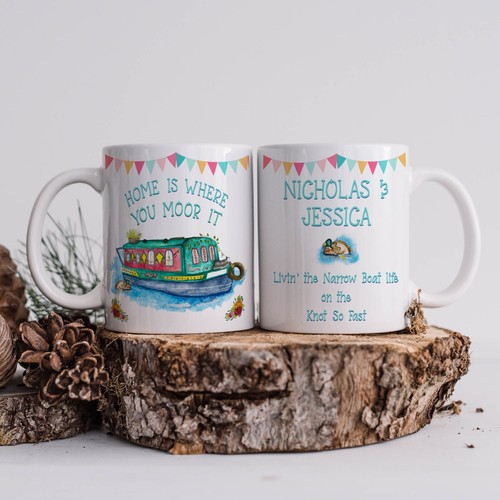Personalised canal barge mug - canal,